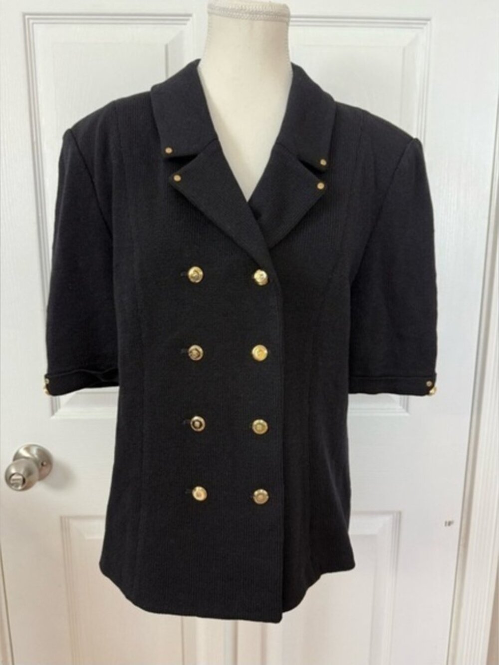 Vintage St. John Collection Santana Knit Short Sleeve Blazer Black Size 10